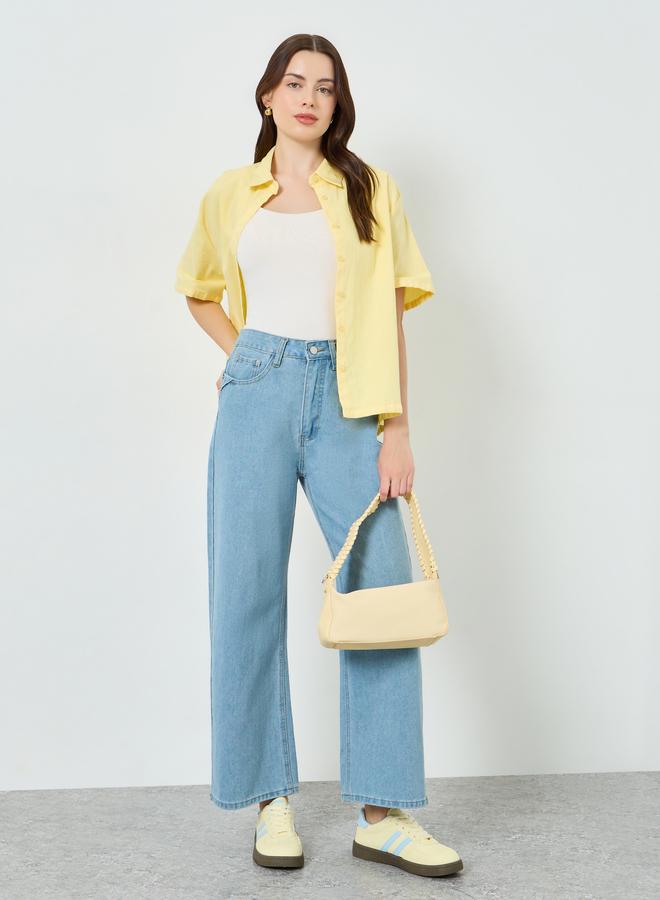 ستايلي بنطال جينز بساق مستقيمة لون أزرق - Image 4